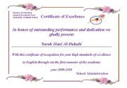 English Worksheet: Certificate of Excellence