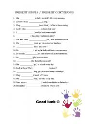 English Worksheet: PRESENT SIMPLE / PRESENT CONTINUOUS