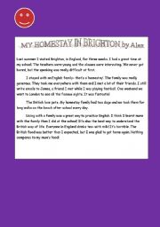 English Worksheet: my homestay in Brighton