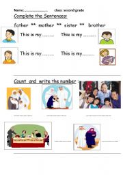 English worksheet: family words