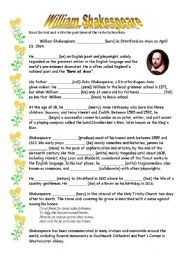 English Worksheet: William Shakespeare