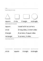 English Worksheet: Shapes