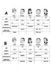 English Worksheet: Conversation Activity: Talking about peoples personal information