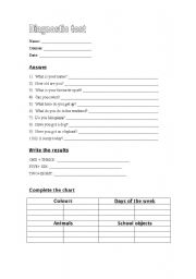 English Worksheet: Diagnostic test 