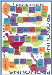 English Worksheet: Personal, Possessive, Relative, Reflexive, Interrogative and Demonstrative Pronouns Boardgame with Answer Key (fully editable)