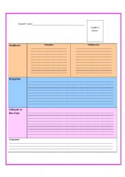 English worksheet: Formative Assessment Format