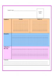 English Worksheet: Formative Assessment Format