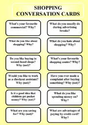 English Worksheet: Shopping - conversation cards (editable)