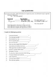 English worksheet: Tag Questions