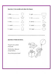 English worksheet: colours 1