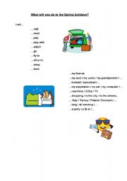 English Worksheet: What will you do in the Spring holidays?