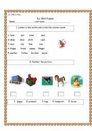 English worksheet: Test for 3rd grade 