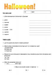 English worksheet: Halloween Lesson