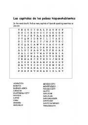 English Worksheet: LAS CAPITALES DE LOS PAISES HISPANOHABLANTES