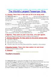English Worksheet: Worlds  Largest Passenger Ship