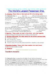 English worksheet: Worlds  Largest Passenger Ship