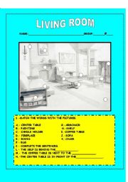 English Worksheet: LIVING ROOM