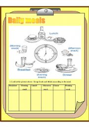 English Worksheet: Daily meals