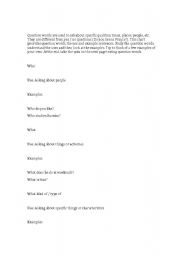 English Worksheet: Question Words Worksheet