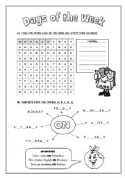 English Worksheet: Days of the Week