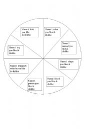 English Worksheet: Spin the wheel   for like or dislike 
