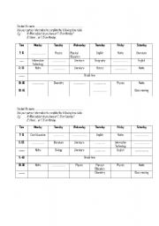 english worksheets time table practice