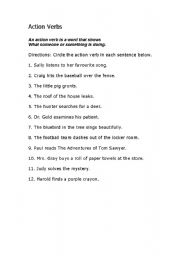 English Worksheet: Action Verb