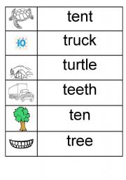 English Worksheet: t - picture/word match
