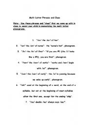 English worksheet: Multiletter phrases