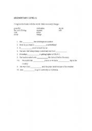 English worksheet: Vocabulary Elementary Level