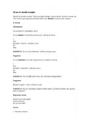 English Worksheet: should