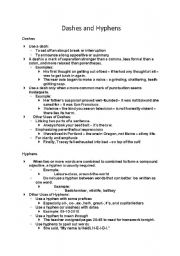 English Worksheet: Hyphen Information Handout