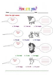 English worksheet: How are you? part 2 more feelings