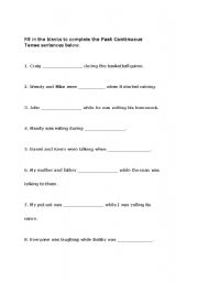 English Worksheet: Past continuous