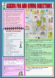 English Worksheet: ASKING FOR AND GIVING DIRECTIONS - FULLY EDITABLE