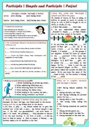 English Worksheet: Participle I Simple and Participle I Perfect (exercises for writing and speaking + a key)