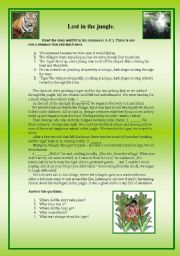 English Worksheet: Lost in the jungle