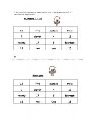 English worksheet: Numbers 1-20