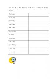 English worksheet: Root words