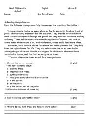 English Worksheet: trees