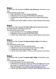 English Worksheet: online dictionaries
