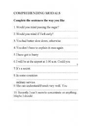 English worksheet: modals/creative writing