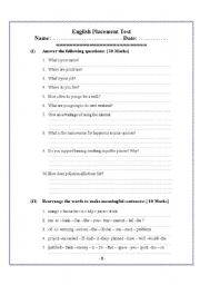 English Worksheet: English Placement Test