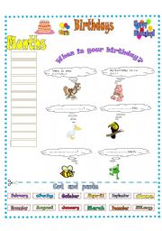 English Worksheet: Birthdays