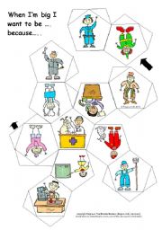 English Worksheet: Jobs / My Future Ball Dice Game ( will / want / going to ) (by blunderbuster)