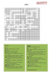 English Worksheet: money crosswords