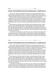 English worksheet: Persuasive Editorial Homework