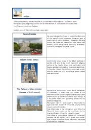 English Worksheet: What to visit in London part 1