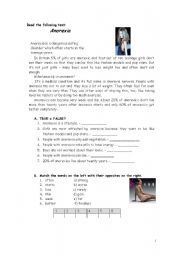 English Worksheet: eating disorders