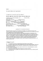 English Worksheet: 8 grade test